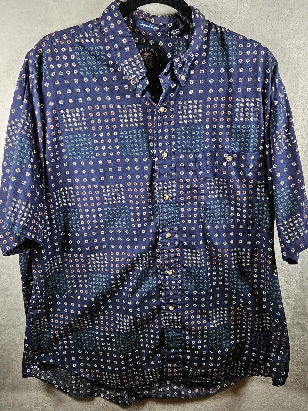 Salty Dog Imperial Poplin Button-Down Shirt Navy Paisley Men's Size 1X